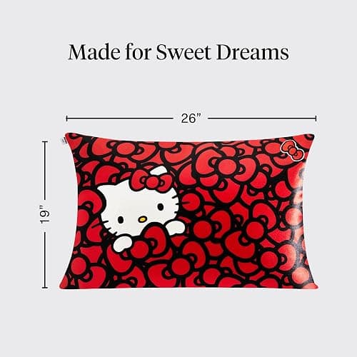 Kitsch x Hello Kitty Satin Pillowcase - Size 19x26, Sea of Bows | Softer Than Silk Pillow Cases, Smooth Cooling Satin Pillow Case Perfect for Toddlers, Wrinkle-Free, and Machine Washable thumbnail 2