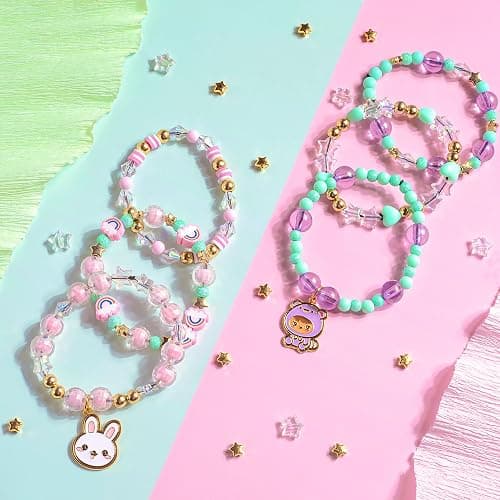 Fashion Angels Kawaii Cuties Bracelet Design Kit, Includes 10 Enamel Charms, Assorted Beads & Elastic String, Trendy DIY Jewelry Kit for Kids, Girls & Boys thumbnail 2