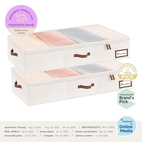 StorageWorks Large Under Bed Storage Containers with Handles and Label Holder, 2 Pack Ultra-thick Fabric Underbed Bins, Closet Organizer for Clothes, Blankets, Sweater thumbnail 4