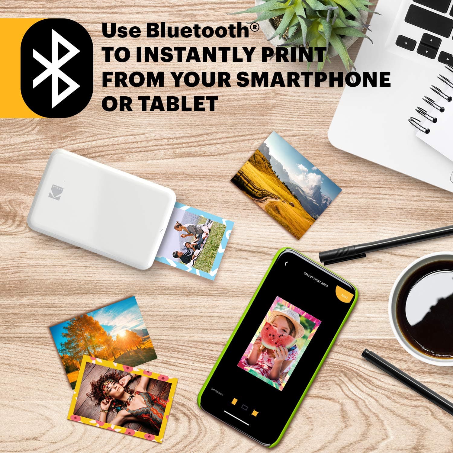 Kodak Step stampante Stampante fotografica portatile, wireless, tecnologia ZINK Zero Ink, app Kodak gratuita per iOS e Android | Stampa foto adesive 2"x3" da dispositivi Bluetooth o NFC, Bianco thumbnail 2