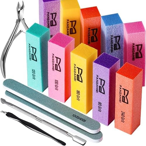 FANDAMEI Nail Buffer Kit, 10 PCS Nail Buffer Block with Different Grit, Nail Buffers, Nail Buffing Block, Buffer Nail File, Cuticle Trimmer, Nail Care Tool Kit, Nail Tools, Nail Kit, Manicure Tools - Image 1