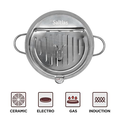 Saltlas Deep Fryer Pot (°F), 11"/4.4Qt (4.2 L) Extra Large Tempura Frying Pot with Lid, 304 Stainless Steel Fry Pot with Fahrenheit Thermometer and Oil Drip Drain Rack thumbnail 6