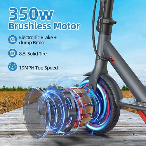 Electric Scooter Adults, Powerful 350W E-Scooter, Max 19 Mph & 15-19 Miles Range Scooters, Folding Scooters with 8.5" Solid Tires, Commuting Scooter Kick Scooter with APP Control (Seats Optional) thumbnail 3