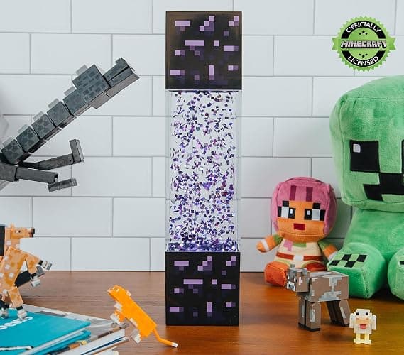 Minecraft Multi-Nether Portal Glitter Motion Lamp | LED Light, Bedside Table Lamp for Desk | Home Decor Accessories and Room Essentials | Official Video Game Collectible | 12 Inches Tall thumbnail 3