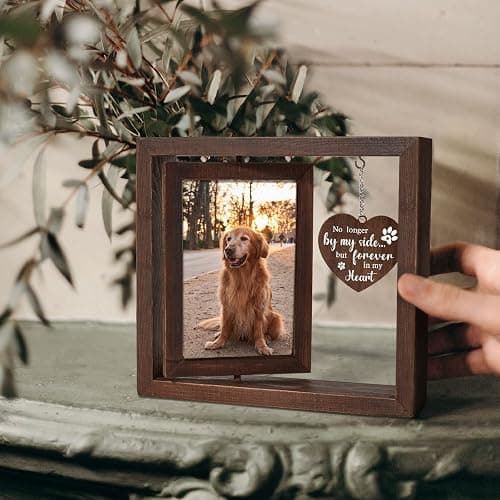 Jigfoxy Dog Memorial Gifts for Loss of Dog, Pet Cat Memorial Gifts for Dogs | Rotating Wooden Picture Frame for 4x6 Photo, Loss of Dog Cat Sympathy Passing Away Bereavement Remembrance Gift thumbnail 2