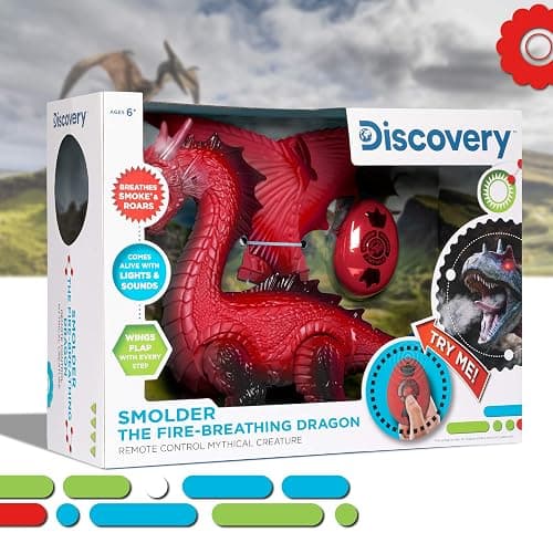 Discovery Fire-Breathing RC Dragon with Smoke Breath, Walking, Wing Flapping, Realistic Roaring Sounds| Light-Up Large Dinosaur Toy| Remote Control Robot Dino Mythical Creature| Kids Boys Gift| Age 6+ thumbnail 6