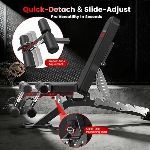 Birdfeel Commercial Adjustable Weight Bench, 1800LBS Heavy Duty Workout Bench for Home Gym Strength Training, Removable Leg Holder for Flat/Incline/Decline Sit Up & Full Body Workout thumbnail 3
