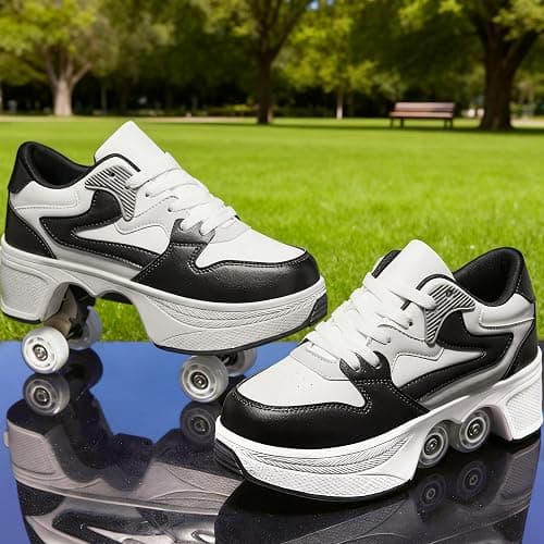 ANEFUN 4 Wheel Pop-Up Roller Skate Shoes for Women Men Girls Boy Fashion Outdoor Indoor Quad-Skates for Kids & Adults thumbnail 5
