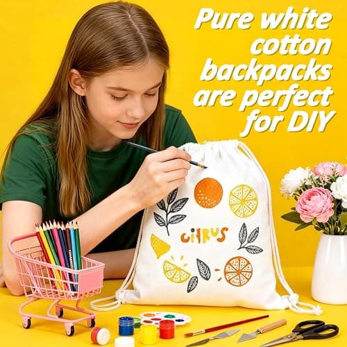RAINFLOW 3 PCS Cotton Drawstring Bags - Sublimation Blank Canvas Drawstring Bags,White Tie Dye Bag DIY Items for Tye-dye,Hand-painted,Gym,Sport,Travel,Party thumbnail 3