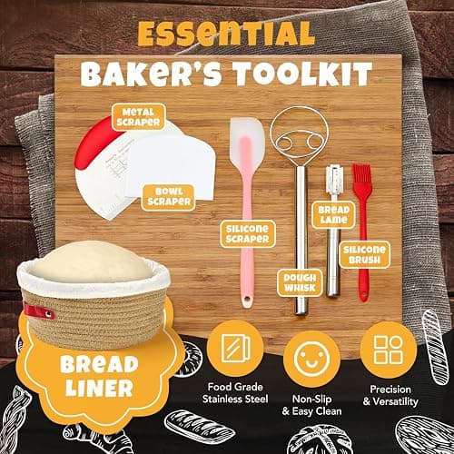 Sourdough Bread Baking Supplies, Sourdough Starter Kit with scale, Starter Jar, Bread Making Tools Kit, Sour Dough Kit Tools, Sourdough Proofing Basket, Sourdough Kit Gifts for Bakers Women Wife Mom thumbnail 5