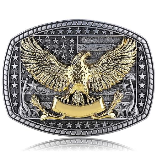 Fibbadet Eagle Belt Buckle Men- American Flag Reindeer Elk Cowboy Belt Buckle Western Outfit Costume Accessories - Image 1