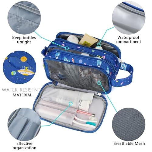 Vipdeal Boys Duffle Bag for Travel, Kids Duffle Bag Large Weekender Overnight Bags with Kids Toiletry Bag Set Shoe Compartment Carry on, Space Blue thumbnail 5