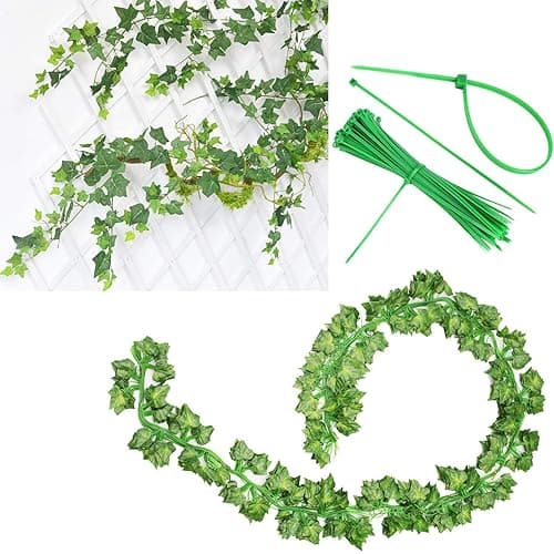 12 Pack Fake Vines for Room Decor Artificial Ivy Garland with Clip Green Flowers Hanging Plants Faux Greenery Leaves Bedroom Aesthetic Decor for Home Garden Wall Wedding - 84FT VINES - 12 thumbnail 7