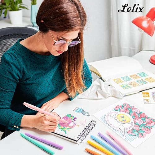 Lelix 30 Colors Felt Tip Pens, Medium Point Pastel Colored Pens, Felt Tip Markers Pens For Journaling, Writing, Note Taking, Planner Coloring, Perfect for Art Office and School Supplies thumbnail 2