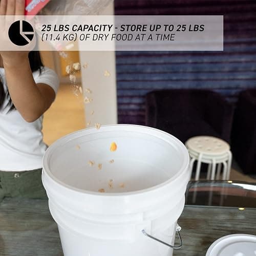 Yellow Ready Seal Lid and 5 Gallon Bucket for Dry Food Storage, BPA Free, Stackable, and Airtight Plastic Container for Cereal, Pasta, Rice, Flour, Beans, in Pantry or Kitchen Storage Organization thumbnail 2