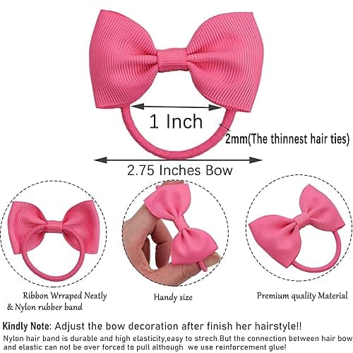CÉLLOT Toddler Hair Accessories - 40pcs 2.75" Elastics Rubber Ribbon Bands, Bows for Baby Girls, Kids & Children thumbnail 3