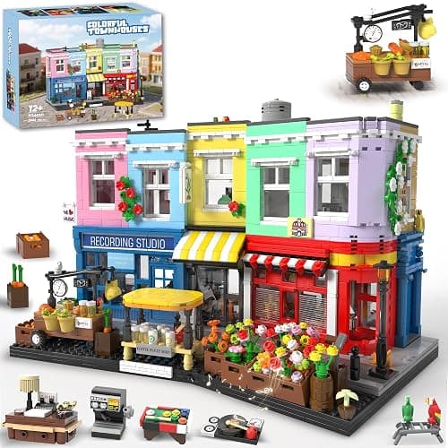 Colorful City Market Building Block Set, London Architecture Main Street Building set with Recording Studio, Coffee Shop, Bakery & Flower Shop, Mini Street Scene Building Block for Adults, 2666Pcs - Image 1