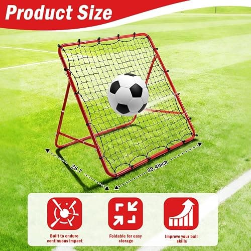 Soccer Rebounder Net, Adjustable Angle Football Training Equipment with Steel Frame, Portable Folding Rebound Net for Passing and Control Practice, Easy Setup Outdoor Sports Gear for Youth and Adults thumbnail 6