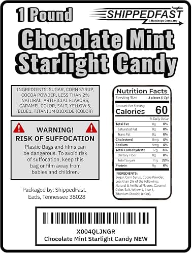 ShippedFast Chocolate Starlight Mint Candy, Hard Candies, 16oz (1 Pound Bag), Individually Wrapped thumbnail 2