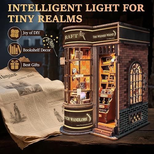 Book Nook Kits for Adults: SUNNINO Book Nook Kit Model Kits Craft Kits for Adults - DIY Miniature Doll House Kit for Bookshelf Booknook Tiny House with Sensor Led Light thumbnail 2