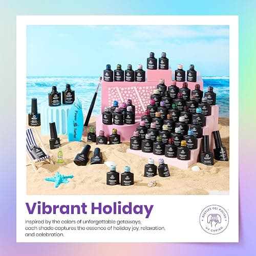 Beetles Gel Nail Polish Set, 63 PCS 55 Colors Gel Polish Kit with Base Coat | with Nail Art Stickers, Brush, Base Coat&Glossy/Matte Top Coat for Uv Led Manicures thumbnail 5