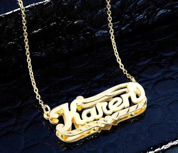 JAY AIMEE Elegant Designs 14K Gold Sterling Silver Personalized Script Nameplate Necklace - Single Nameplate Necklace - Customizable Handcrafted Jewelry for Women, Customized Name Word Necklace thumbnail 5