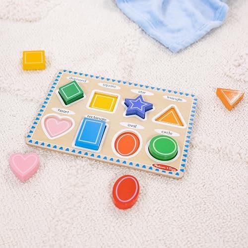 Melissa & Doug Shapes Wooden Chunky Puzzle (8 pcs) Color Matching Shape Sorter Toys for Toddlers Ages 2+ - FSC Certified thumbnail 11