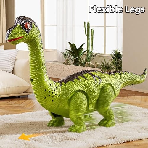 TEMI 3 Pack Electrical Walking Dinosaur Toys for Toddlers 3-4 3-5 Years with Sound and Light Up, Toddler Robot Dinosaur, Brachiosaurus, Stegosaurus Dinosaur Figures for Kids thumbnail 5