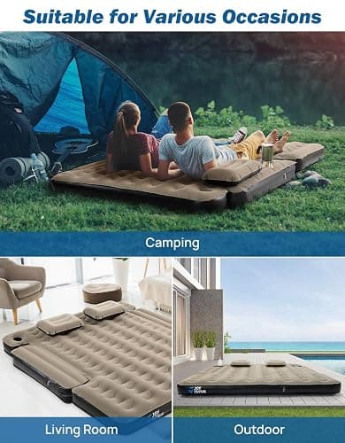 JOYTUTUS Truck Bed Mattress for 5.5-5.8Ft, Full Size Inflatable Mattress Pickup Short Beds for Outdoor Camping, with Carry Bag & Cup Holder & Cavity Design, Camel&Black thumbnail 9
