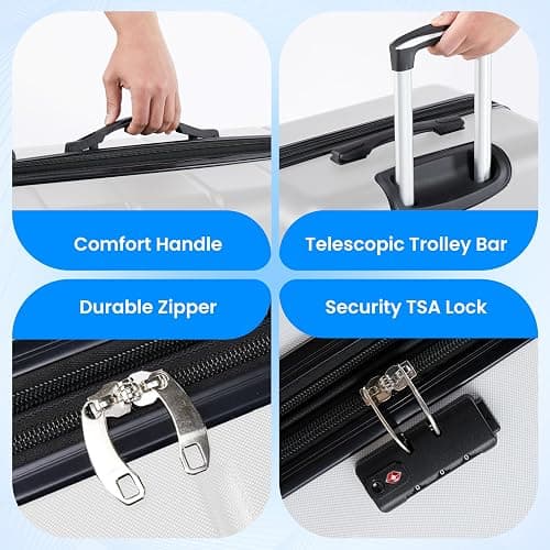 Simple Deluxe 28 Inch Hardside Carry On Luggage, Suitcase with Double Spinner Wheels & TSA Lock, Hard Shell Suitcase, Expandable Rolling Lightweight Luggage, White thumbnail 5