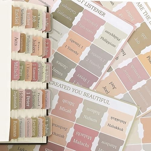 Laminated Bible tabs for Women and Men，75PCS Bible Tags for Study Bible Chapter,Colorful Buble Book Index dividers thumbnail 5