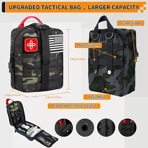 Survival Kit, Gifts for Men Women Teen Boys, 252 pcs Survival Gear and Equipment Mini First Aid Kit for Car Home, Emergency Kit with Molle System for Earthquake, Outdoor Adventure, Car Travel thumbnail 2