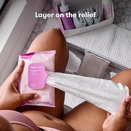 Frida Mom Postpartum Recovery Essentials Kit, Includes Disposable Underwear, Instant Ice Maxi Pads, Perineal Healing Foam, Perineal Healing Pad Liners and Upside Down Peri Bottle (11pc Gift Set) - with Peri Bottle thumbnail 4