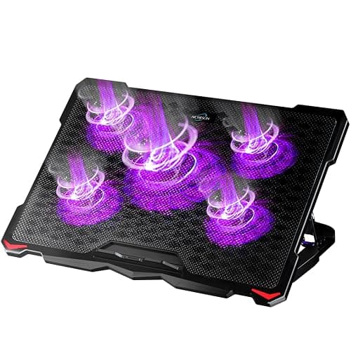 AICHESON Laptop Cooling Pad for 15.6 to 17.3 Inches PC Notebooks, 5 Fans Computer Cooler Stands with Purple Lights Desk Chiller Mat, S035 - Image 1