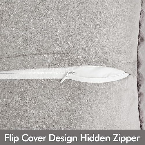MIULEE Faux Fur Plush Decorative Throw Pillow Covers Set of 2 Luxury Soft Fluffy Striped Pillowcases Cushion for Sofa Couch Bed Living Room Light Grey 12x20 Inch thumbnail 4