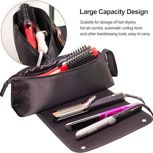 ANGENIL Large Flat Iron Mat Hair Tools Travel Bag 2 in 1, Curling Iron Hair Curler, Hair Straightener Brush, Hair Dryer, Portable Hot Tool Mat Hair Accessories Organizer for Women thumbnail 6