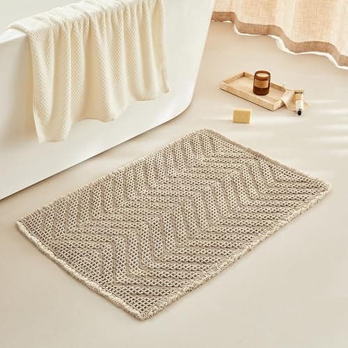 BULULOM Bath Mats,Upgraded Waffle Super Absorbent Bath Mat,Bathroom Rugs Non Slip Washable, Quick Dry Shower Mats, Ultra Soft Bath Mats for Bath Floor,Brown,24"*36" thumbnail 7