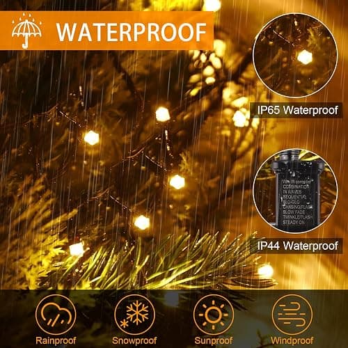 Fairy Lights Mains Powered 20M 200 LED Warm White Fairy Lights 8 Modes Fairy Lights Plug In with Remote Control & Timer for Christmas Outdoor Indoor Garden(Black Cable) thumbnail 4