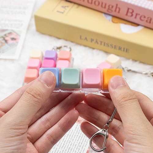 3 Pcs Keyboard Fidget Toy, Colorful Loud Fidget Keyboard Keychain 4-in-1 Keyboard Clicker Fidget Toy Stress Relief, 9Key Fidget Clicker Toys for Anxiety Decompression (Orange Pink) thumbnail 8