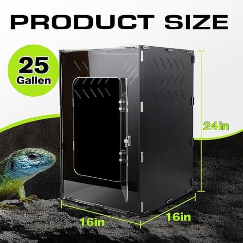 25 Gallon Reptile Tank Enclosure,16x16x24 Reptile Terrarium Acrylic Front Opening with Metal Translucent Mesh Top for Crested Gecko Lizards, Snakes, Chameleon thumbnail 2