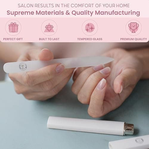 Malva Belle Best Crystal Glass Nail File for Women - File & Travel Case Set - Heavy Duty for Natural Nails, Gel - Professional Nail Shaper – Nail Care Essentials - Pastel Pink 2mm thumbnail 3