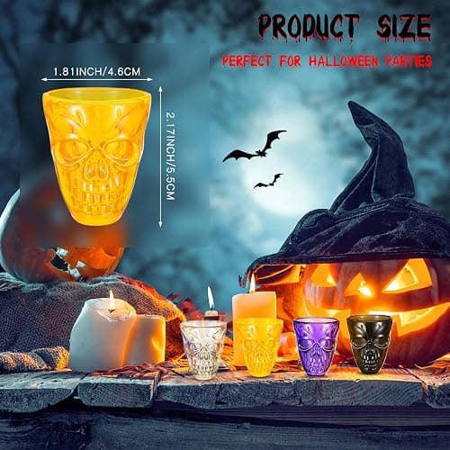 Honeydak 20 Pieces Skull Shot Glasses Plastic Halloween Party Drinkware | 1.86 Oz/ 55 ML, Plastic Reusable Unbreakable Shot Cups， Halloween Party Favors Skeleton Decorations, for Vodka Spirits thumbnail 3
