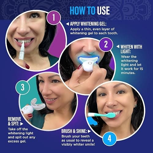 GuruNanda Professional Teeth Whitening Wireless Kit with LED Light & Whitening Pen, Helps Remove Surface Stains from Coffee, Food, Soda, 40 Treatments thumbnail 5