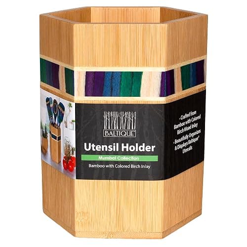 Totally Bamboo Baltique Mumbai Collection Kitchen Utensil Holder, Large Cooking Utensil Crock for Countertop thumbnail 7