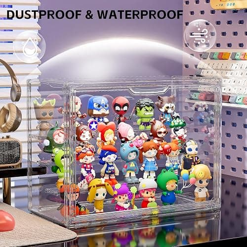 MSHOMELY Clear Acrylic Display Case for Collectibles 4 Layer Hobby Figure Display Case Box with Shelves Stackable Figurine Display Shelf for Funko Pop Mart Labubu Model, 2 Pack thumbnail 5