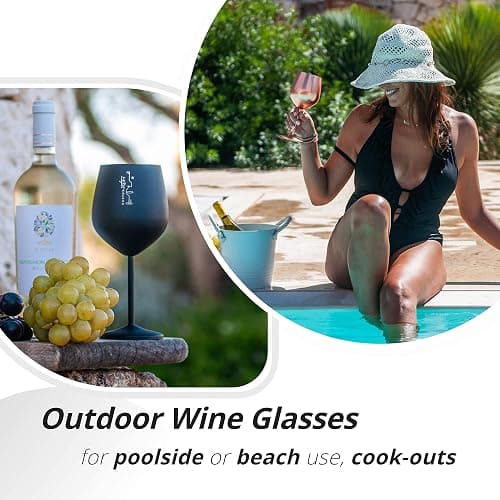 Gusto Nostro Stainless Steel Wine Glass - 18 oz - Unbreakable Black Wine Glasses for Travel, Camping and Pool - Fancy, Unique and Cool Portable Metal Wine Glass for Outdoor Events, Picnics (Set of 2) thumbnail 4