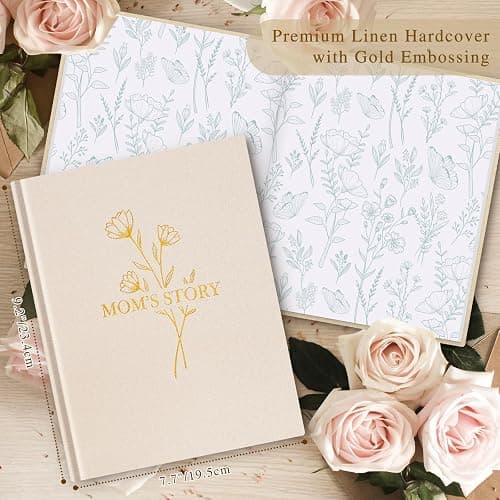 Lanpn Mom Life Story Book Journal with 270+ Prompts, Linen Hardcover Mother Story Guided Journal, Mom Memory Keepsake Book to Fill Out, Gift for Mom Mother's Day Birthday Christmas, Beige thumbnail 2