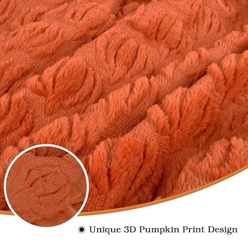 Fall Decor Pumpkin Throw Blanket - 50"x60" Rust Red Autumn Soft Blankets Halloween Decorations for Sofa Couch Home, Cozy Faux Fur Warm Pumpkin-Themed Thanksgiving Gifts for Living Room Bed Women Men - Rust Red Blanket thumbnail 3