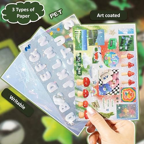 Dreamcore Retro Sticker Book, 72 Sheets with Mixed Writable Paper, PET & Art Coated Paper, Creative Activity Stickers, DIY Scrapbooking Phone Cases Laptops Party Gifts (LightDream) thumbnail 7