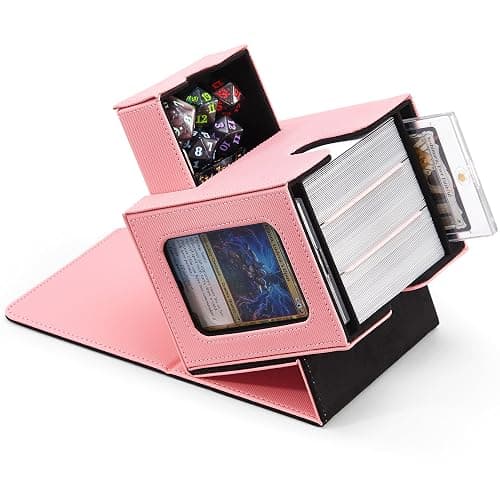Zettokete MTG Commander Deck Box with Dual Commander Display, Patented Card Deck Box Fits 100 Double-Sleeved Cards, MTG Card Case with Dice Tray, 2 Dividers, 2 Magnetic Holders, Pink & Black - Image 1